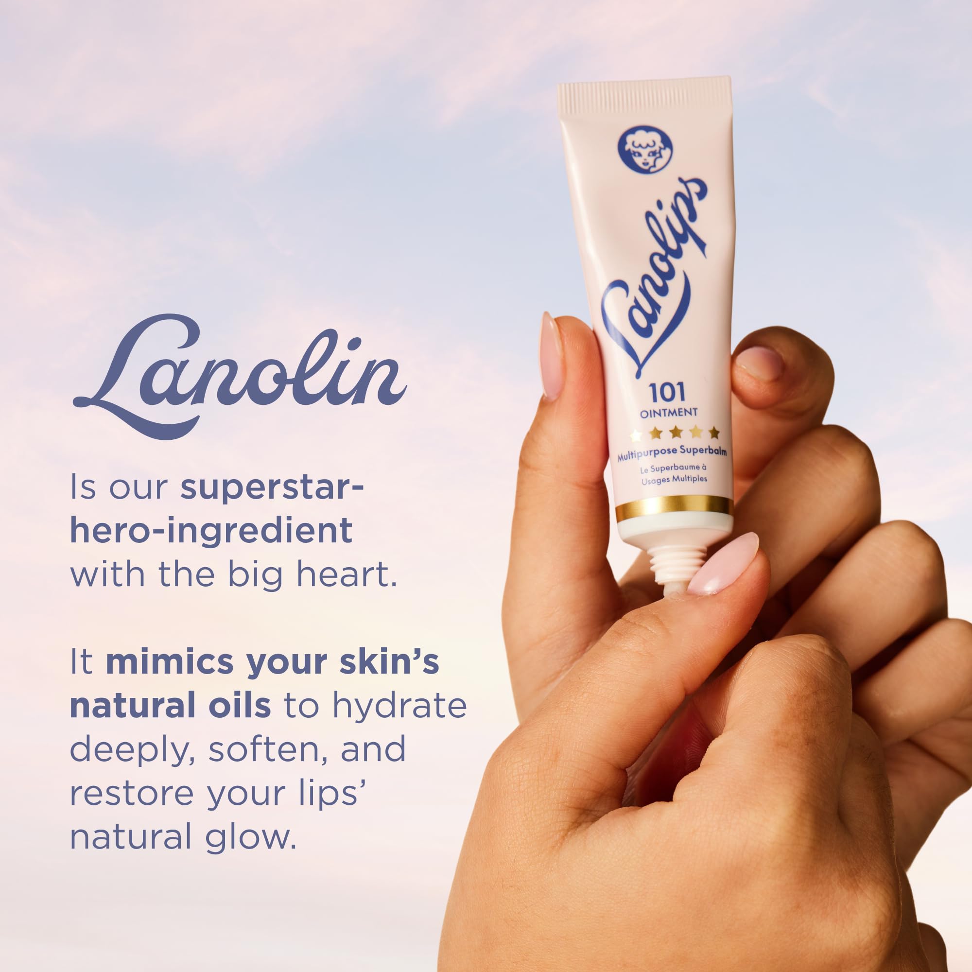 Lanolips 101 Ointment Duo elbow-care application close-up