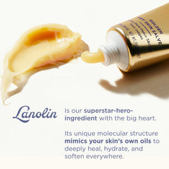 Lanolips Golden Dry Skin Salve applied at night for lasting moisture.