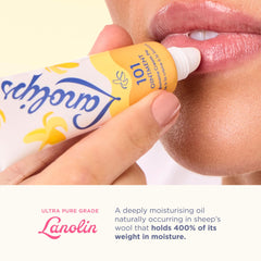 Lanolips Lanolin 101 Ointment texture close-up shows non-greasy finish.