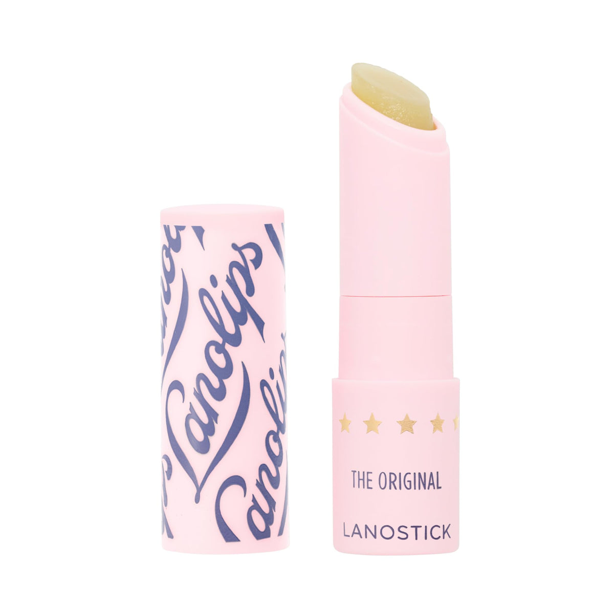 Lanolips Lanostick gliding on lips for deep hydration.
