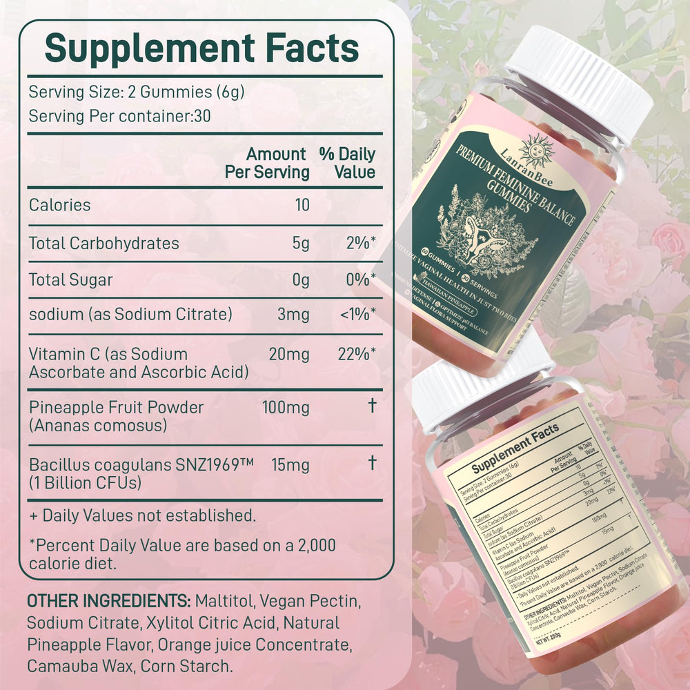 LanranBee nutrition label on back of pack for reference