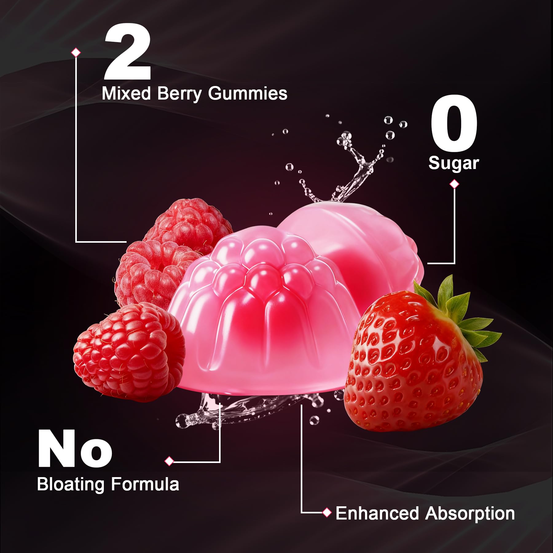 LanranBee strawberry flavor gummies closeup emphasizes tasty, sugar-free preworkout option