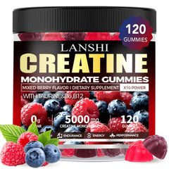 LANSHI Creatine Monohydrate Gummies bottle for convenient on-the-go supplementation.