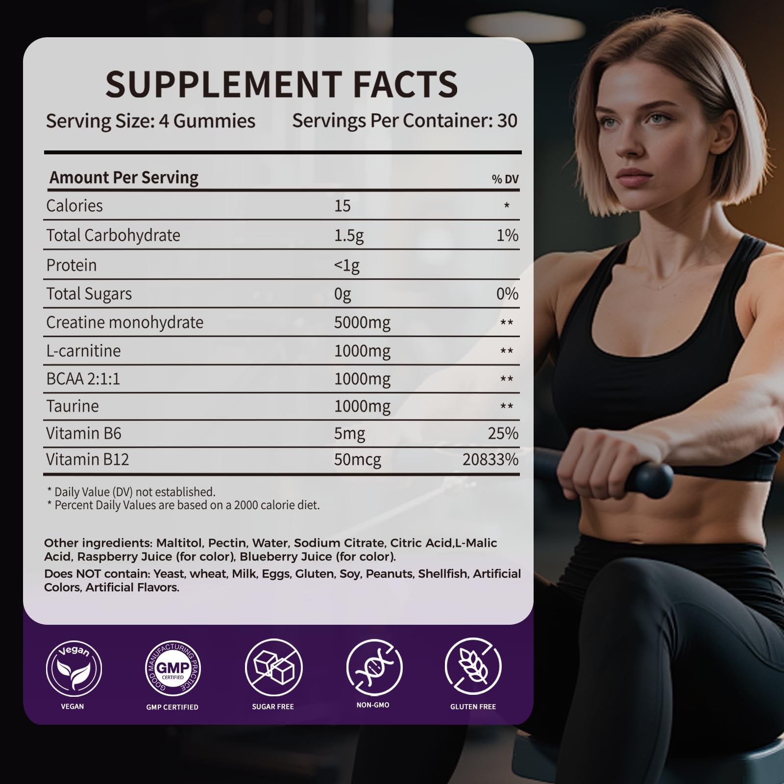 LANSHI Creatine Monohydrate Gummies travel bottle hints at on-the-go performance.