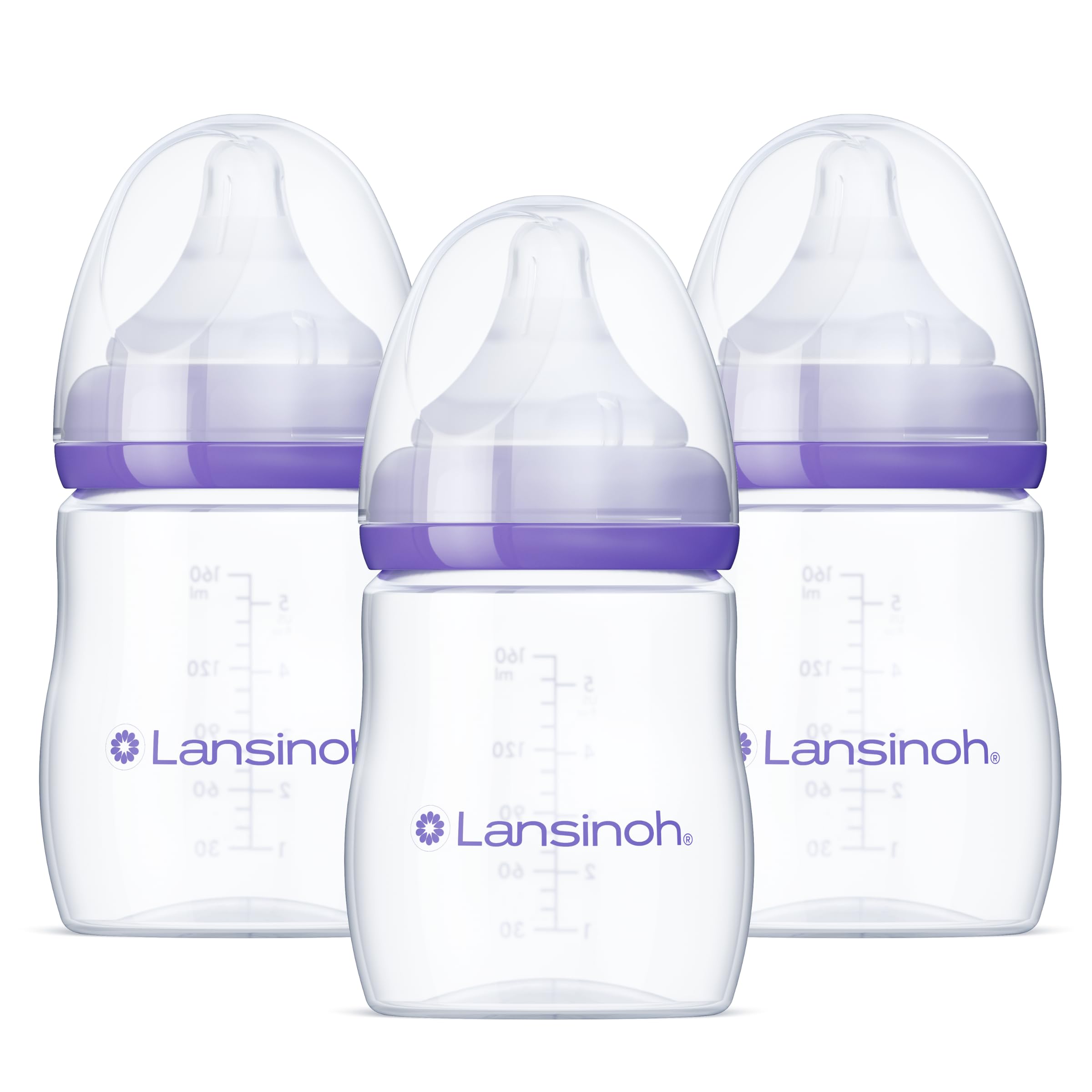 Lansinoh anti-colic bottle 5oz with cap for easy feeding.