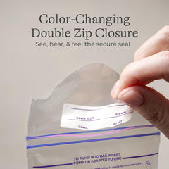 Lansinoh bags with reinforced seams for durability during freezing.