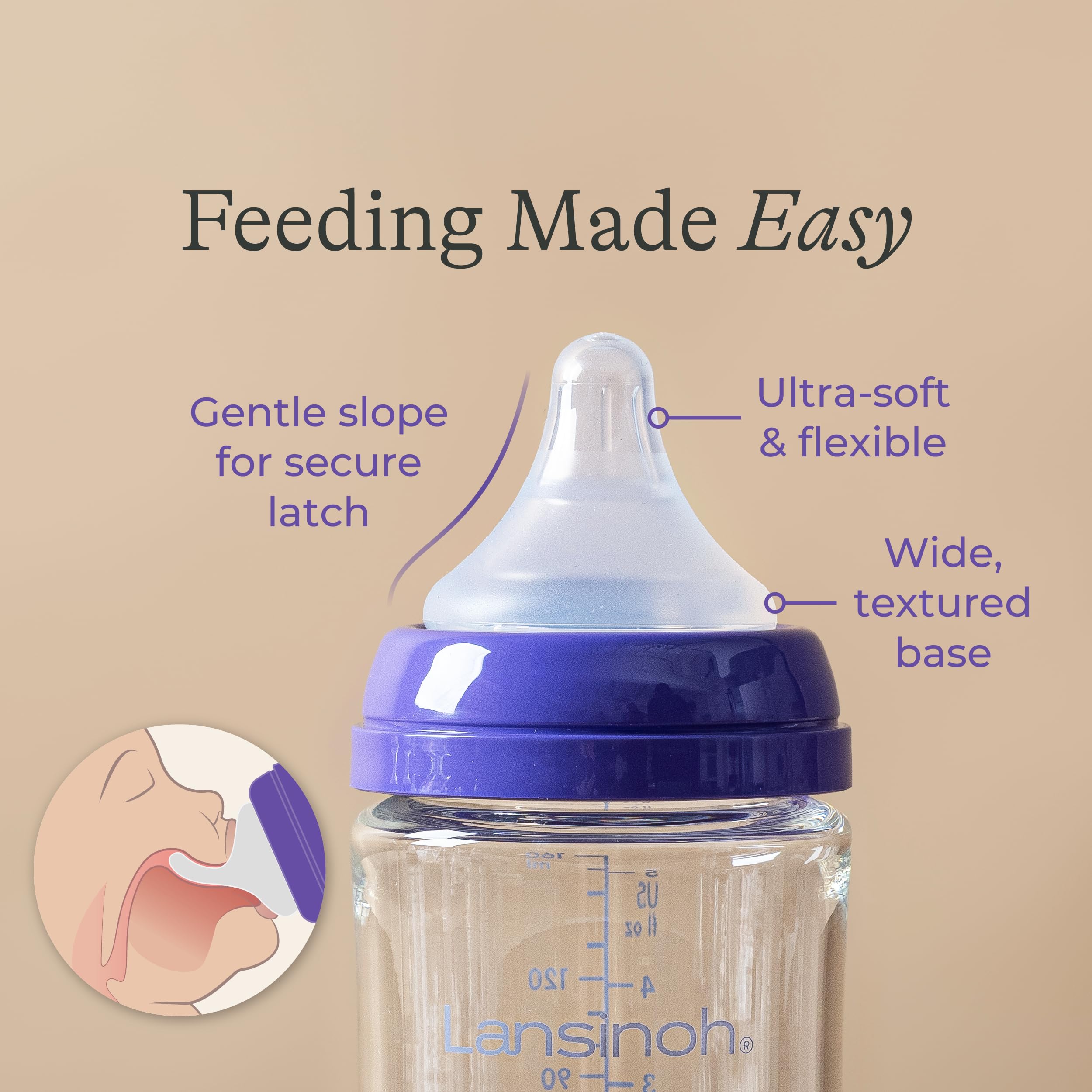Lansinoh transition from breast to bottle with natural latch.