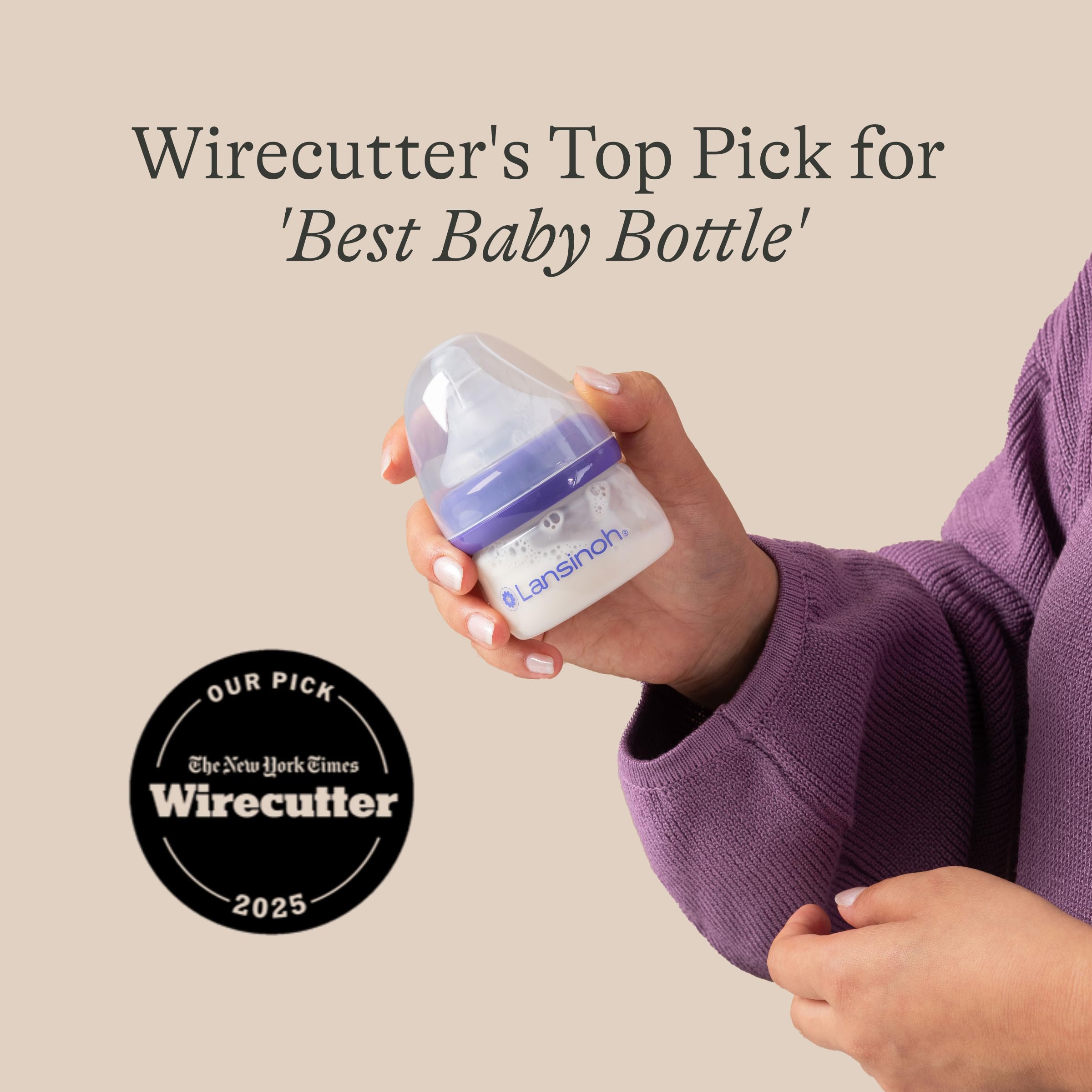 Lansinoh freezer-safe 2oz bottle suitable for prep and storage.