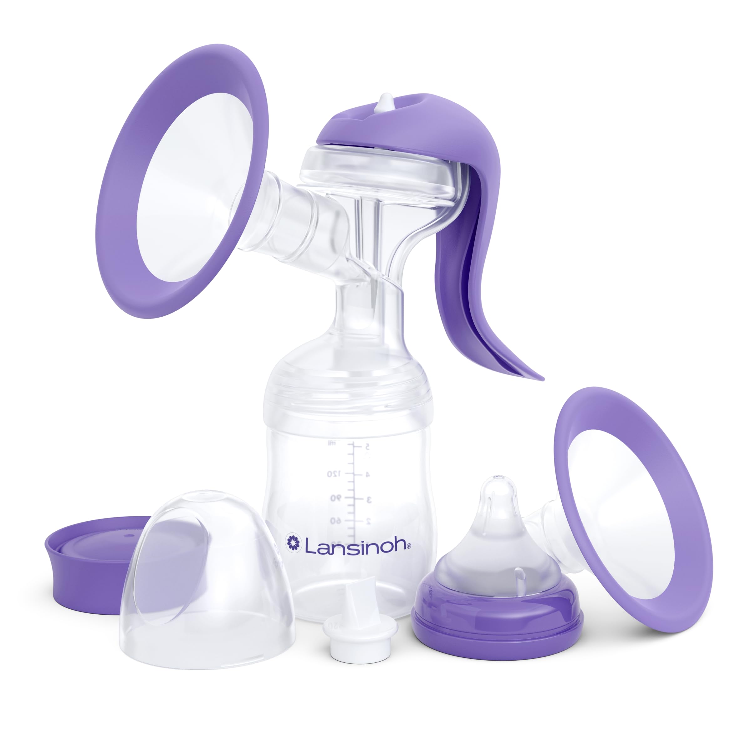 Lansinoh manual breast pump with comfortable flange for a gentle fit