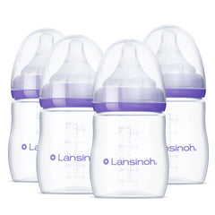 Lansinoh NaturalWave nipple close-up showing secure latch for comfortable feeding.