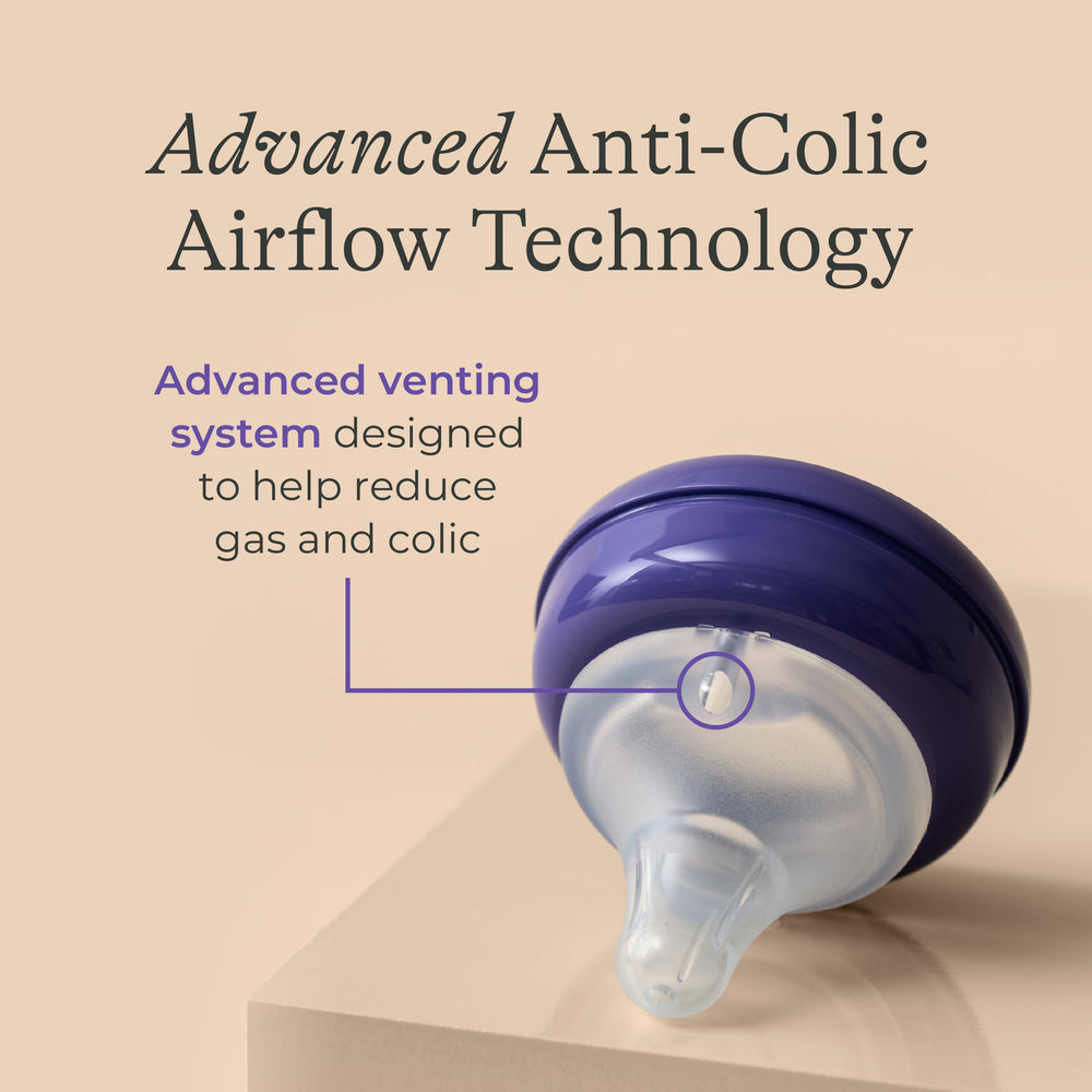 Lansinoh NaturalWave wide-base nipple ensuring a secure latch.