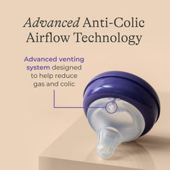 Lansinoh NaturalWave wide-base nipple ensuring a secure latch.