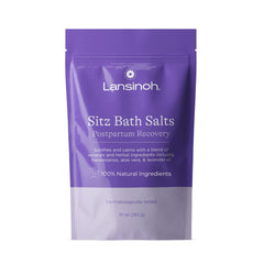Lansinoh Sitz Bath Salts packaging highlighting soothing postpartum comfort.