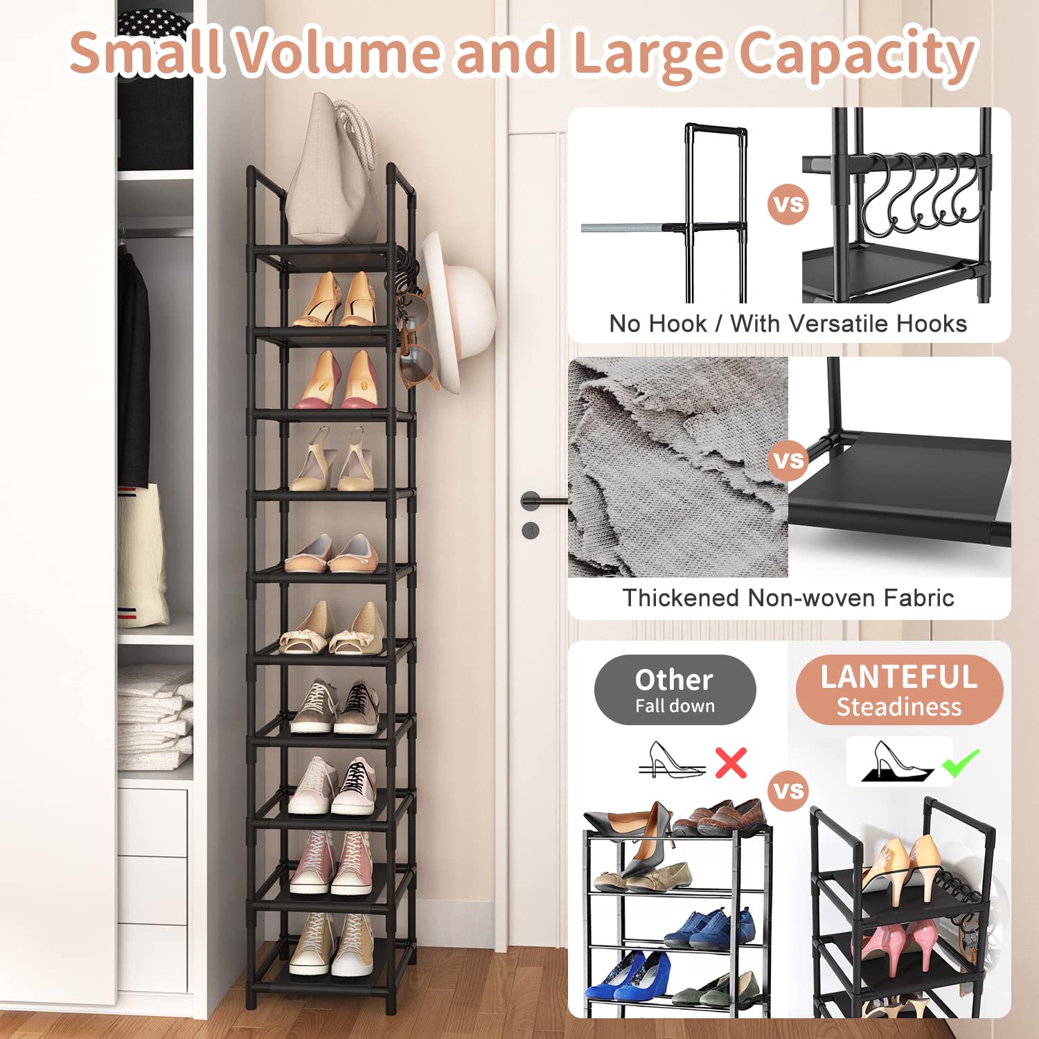 LANTEFUL non-woven fabric backplate prevents items slipping