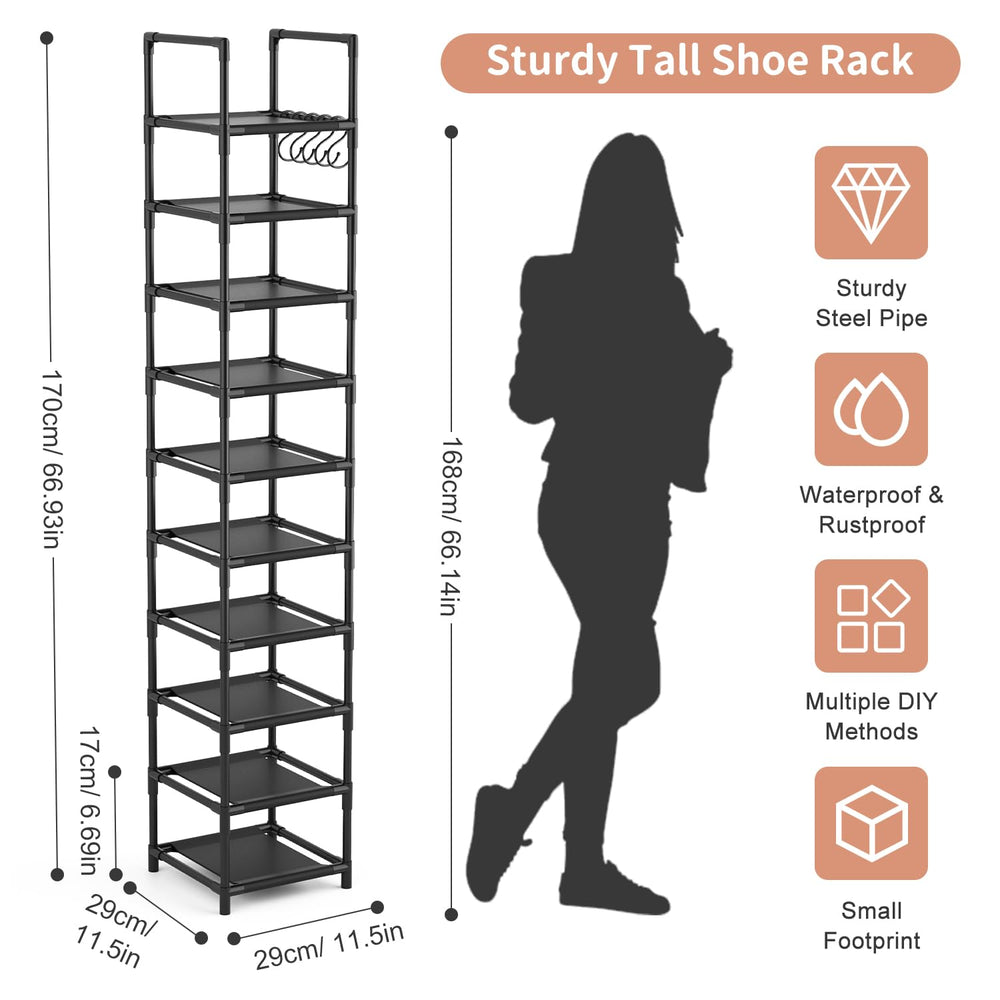 LANTEFUL shoe rack illustration displaying 10-15 pair storage