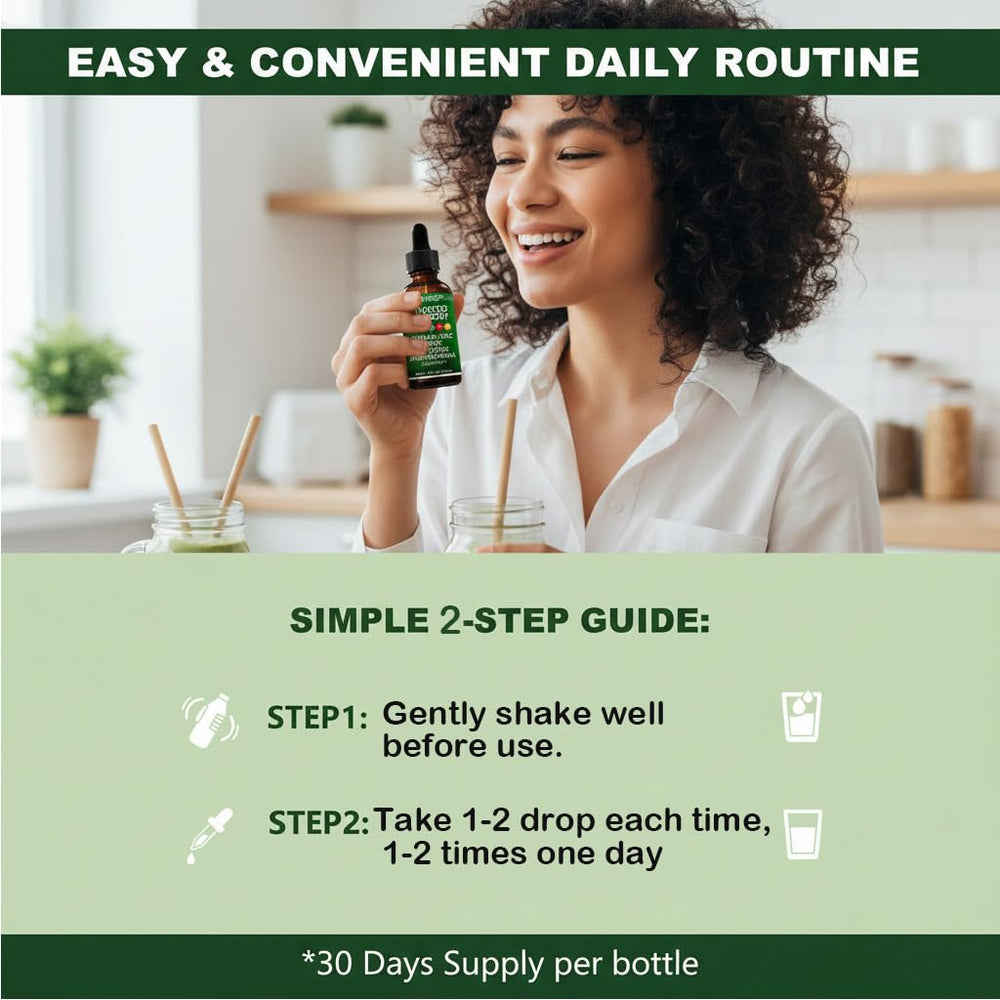 LANZF Kindled Thyroid Support Drops daily dose visual indicates 2 ml for convenience.