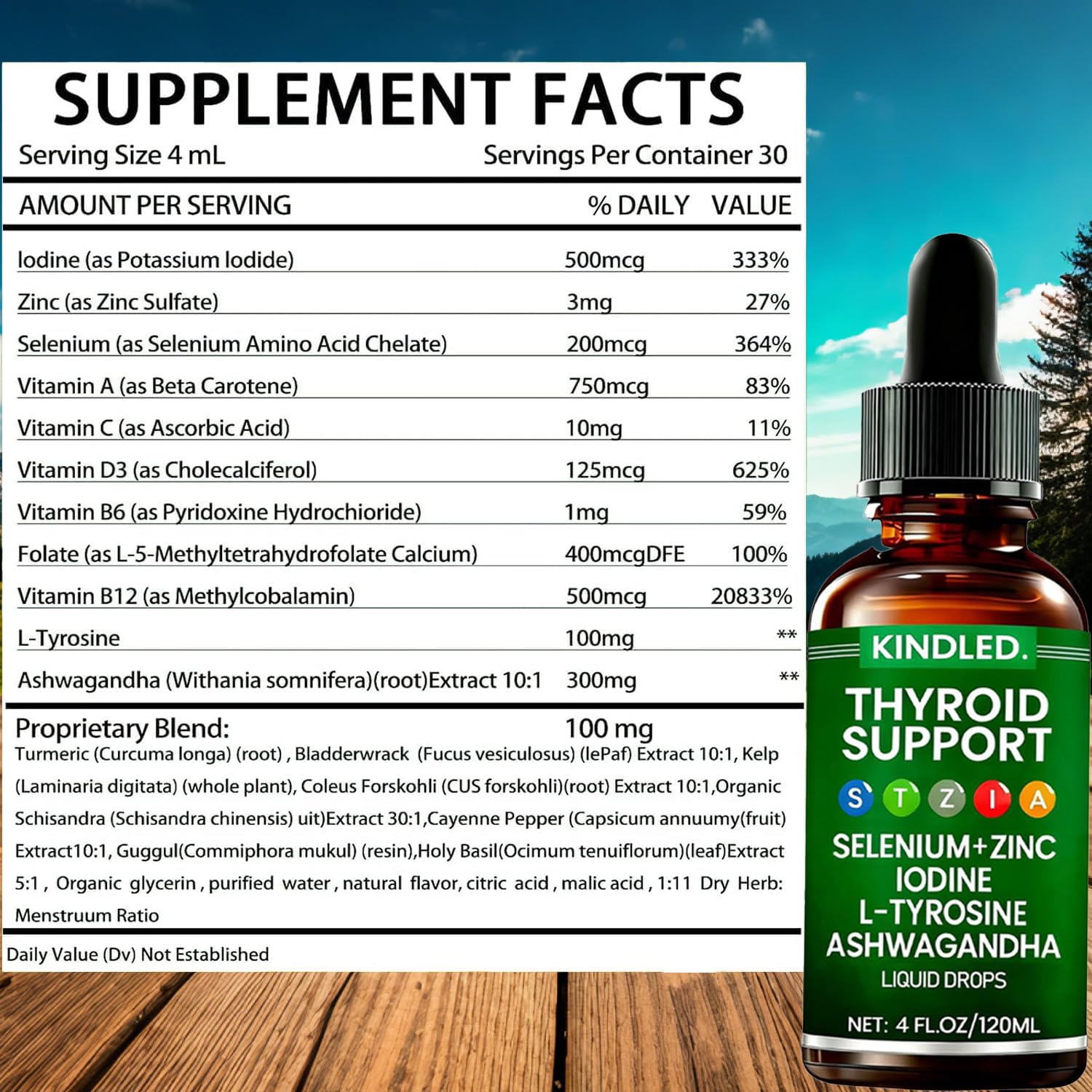 LANZF Kindled Thyroid Support Drops dropper releases liquid for easy water addition.