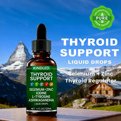 LANZF Kindled Thyroid Support Drops liquid close-up shows clear, versatile formula.