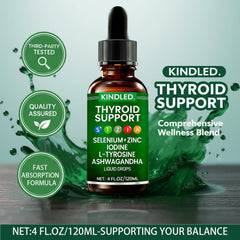 LANZF Kindled Thyroid Support Drops packaging close-up highlights clean ingredients.