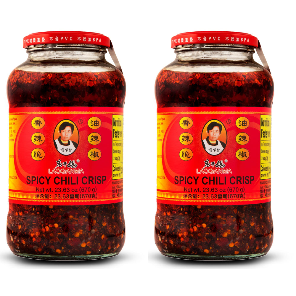 Lao Gan Ma Spicy Chili Crisp bottle adds bold crunch to stir-fries.