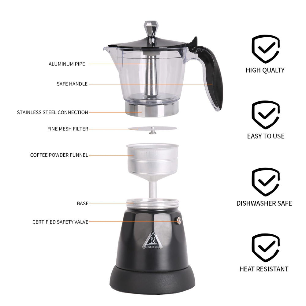 LAOION Cuban Coffee Maker side view highlighting compact home travel design.