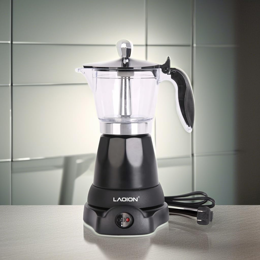 LAOION Cuban Coffee Maker transparent container shows brewing progress and aroma.