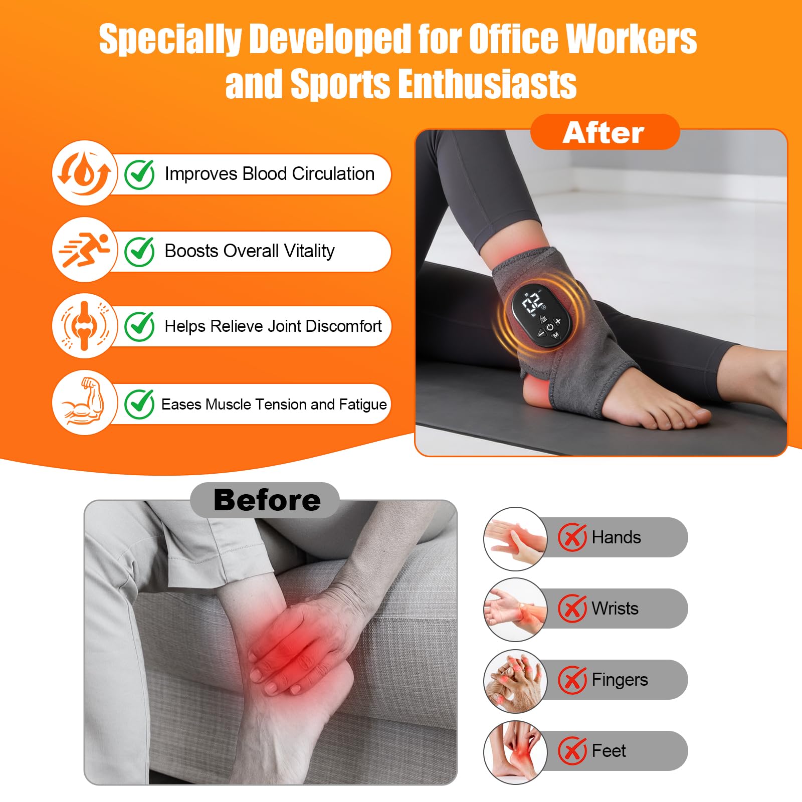 Laokiiy dual straps ergonomic wrap securing the wearable massager