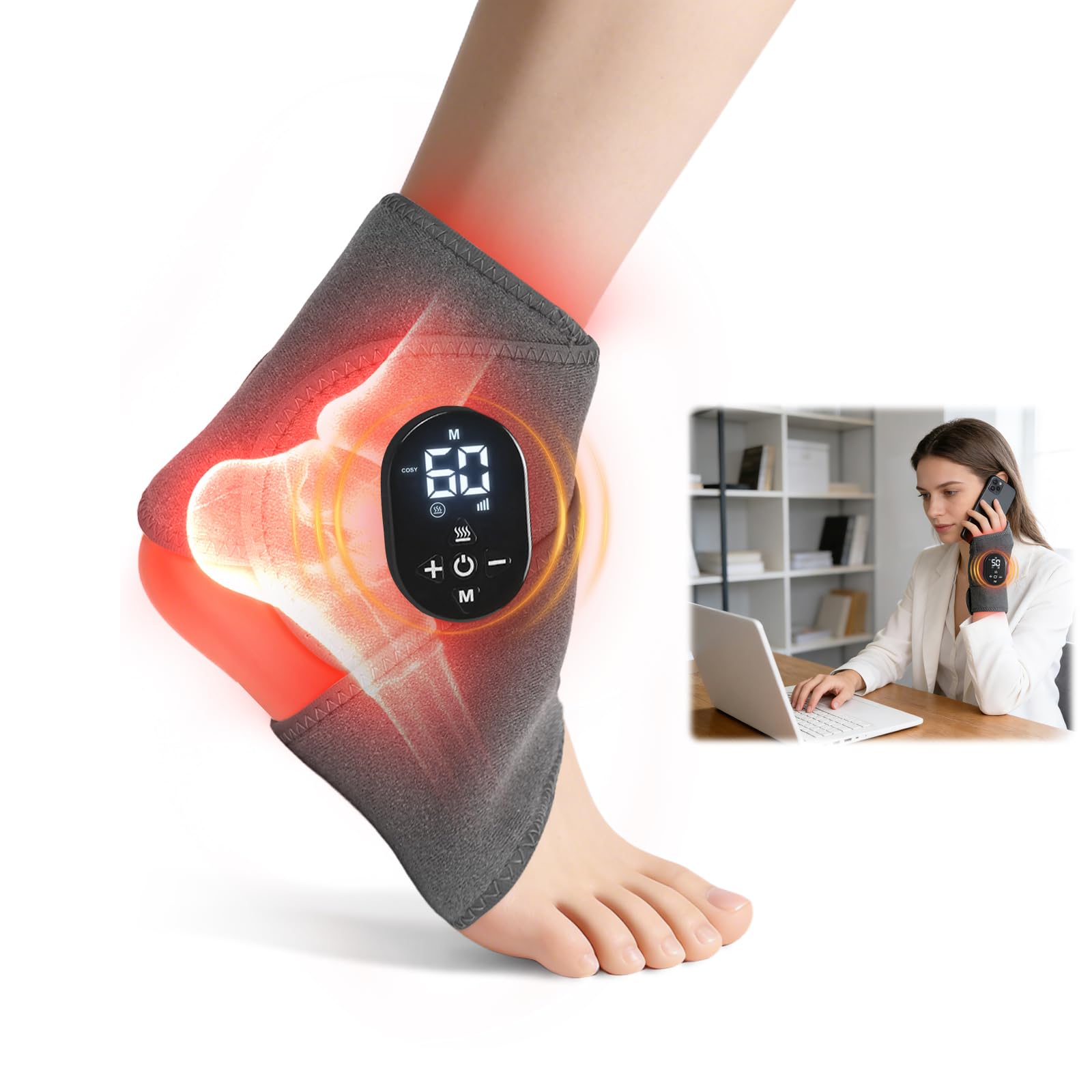 Laokiiy Foot Renew Wrap wearable on foot and ankle for ergonomic massage