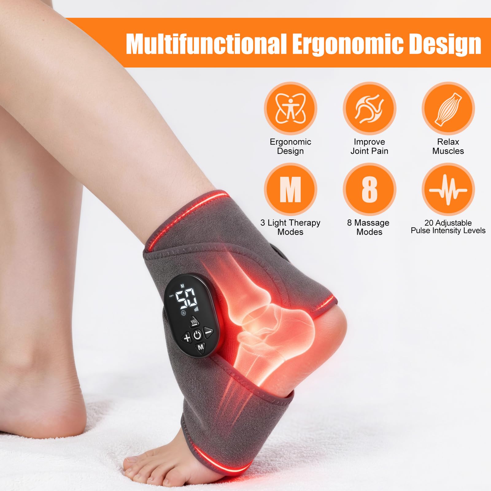 Laokiiy Foot Renew Massager demonstrating red light therapy for feet
