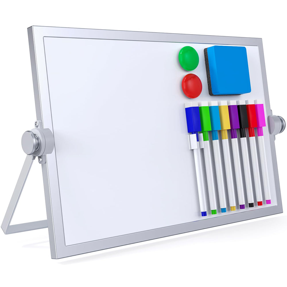 Laokiiy small dry erase white board on tabletop with handle for easy portability