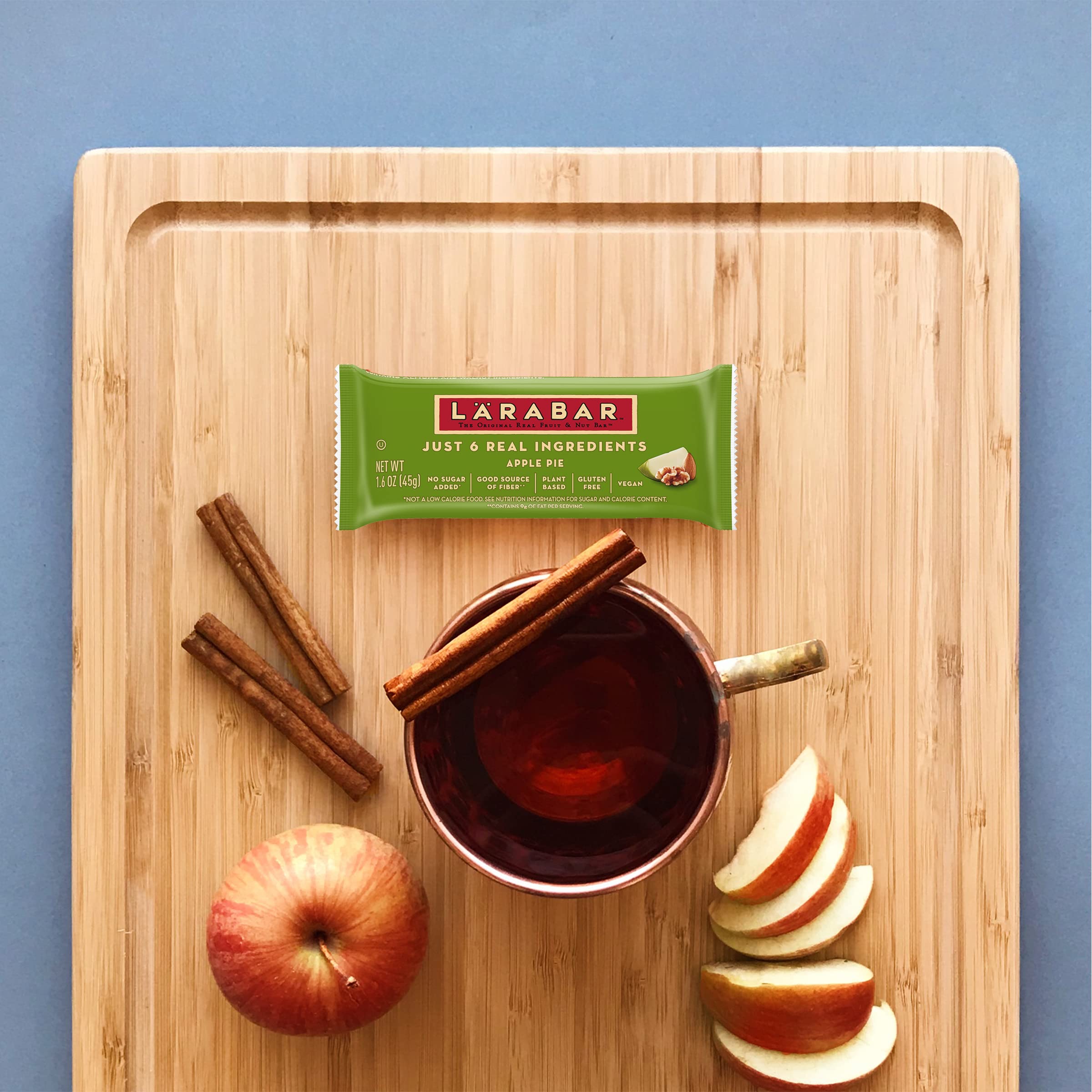 LÄRABAR Apple Pie bar cross-section reveals fruity, nut-filled interior.