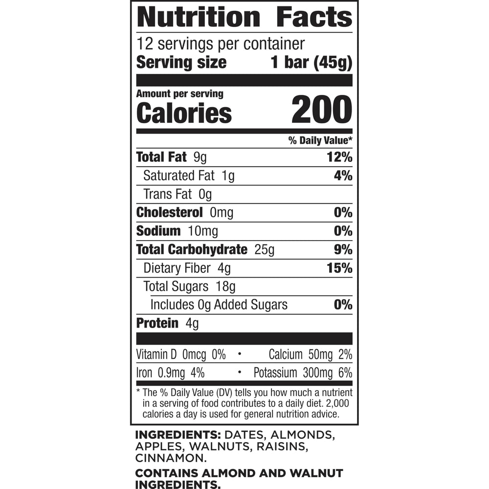 Larabar Apple Pie ingredients close-up highlights dates and nuts for energy.