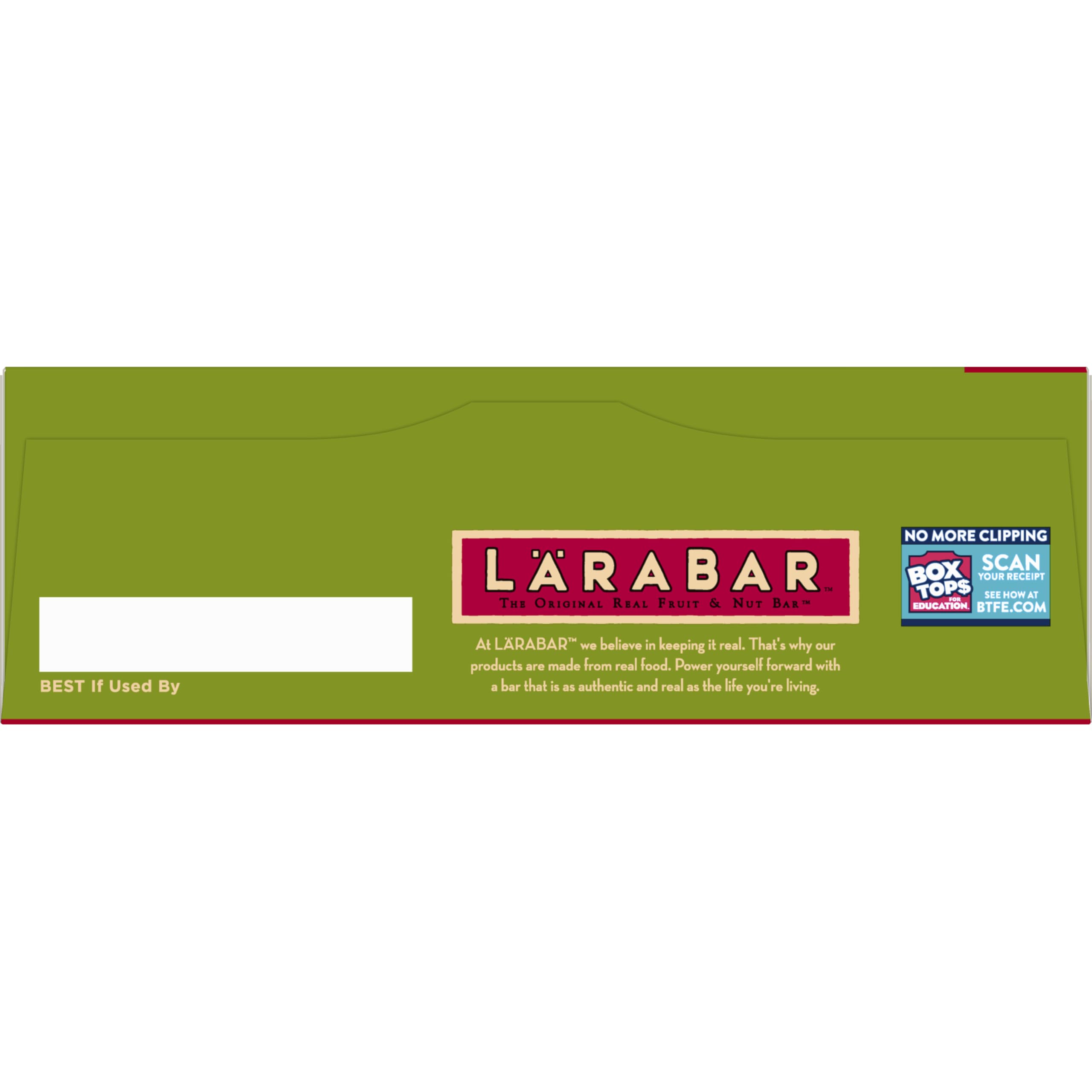 Larabar Apple Pie nutrition card highlights fiber benefits.