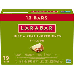 Larabar Apple Pie bar unwrapped reveals chewy apple cinnamon texture.