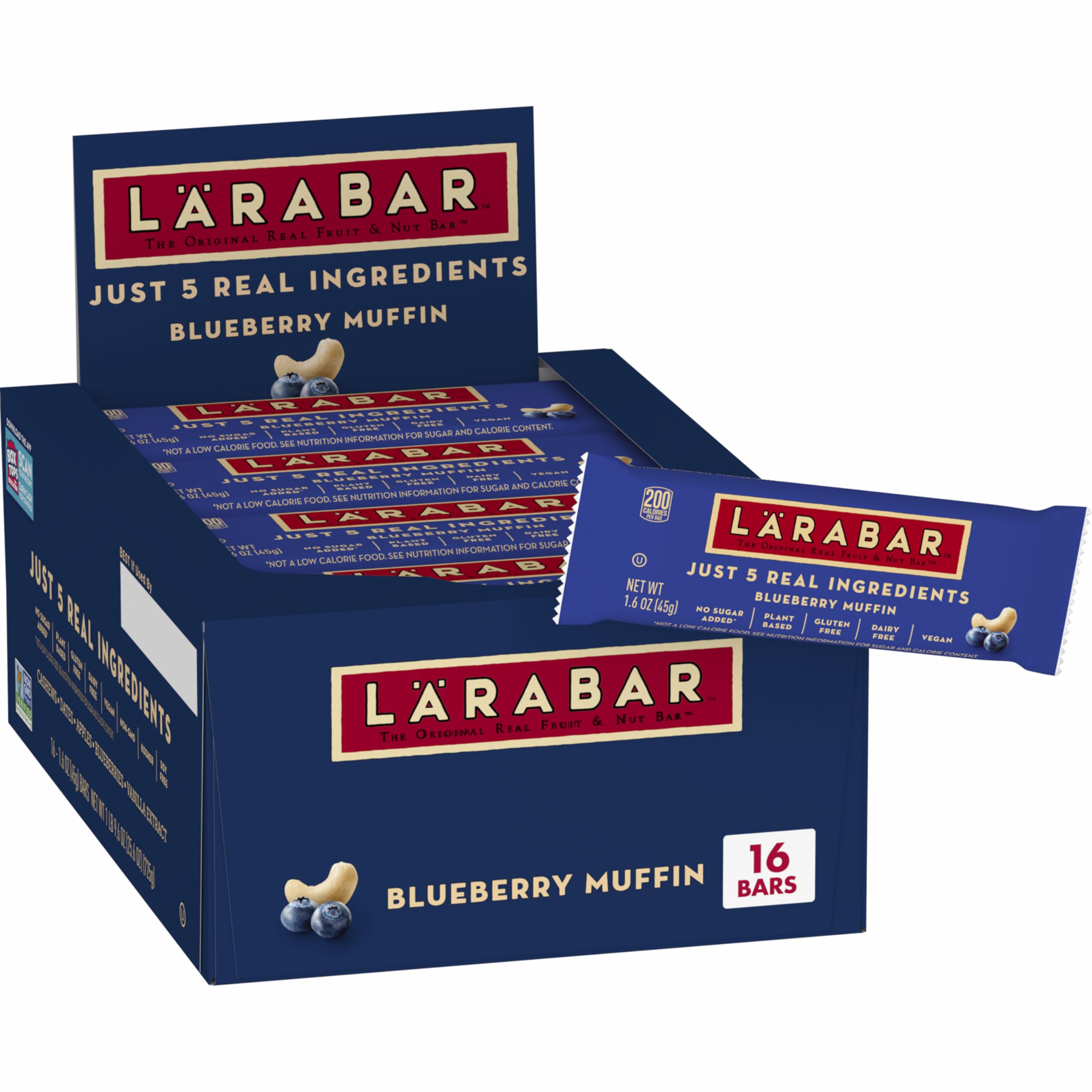LÄRABAR Blueberry Muffin bar in a box, gluten-free vegan snack on the go.
