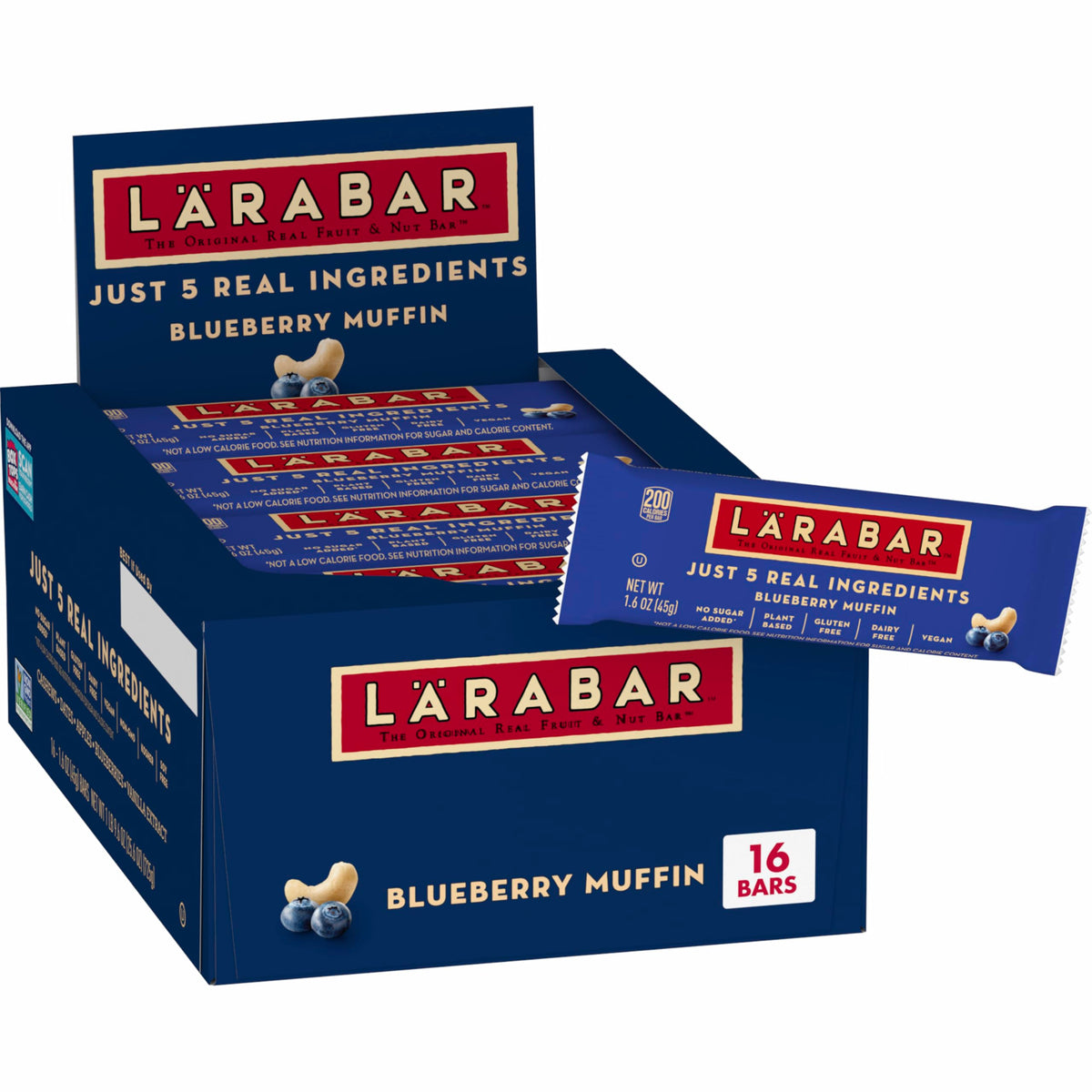 LÄRABAR Blueberry Muffin bar in a box, gluten-free vegan snack on the go.