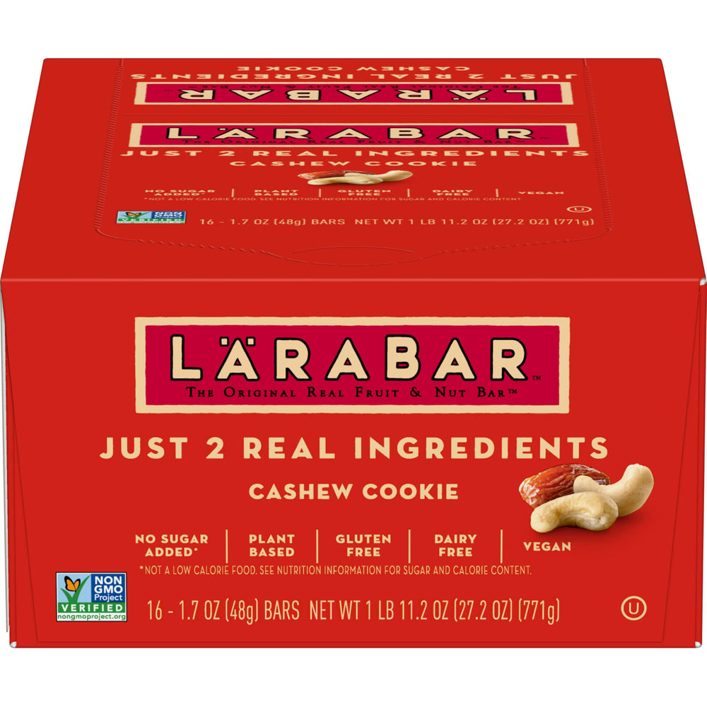 Larabar Cashew Cookie bar breakfast option with coffee or tea