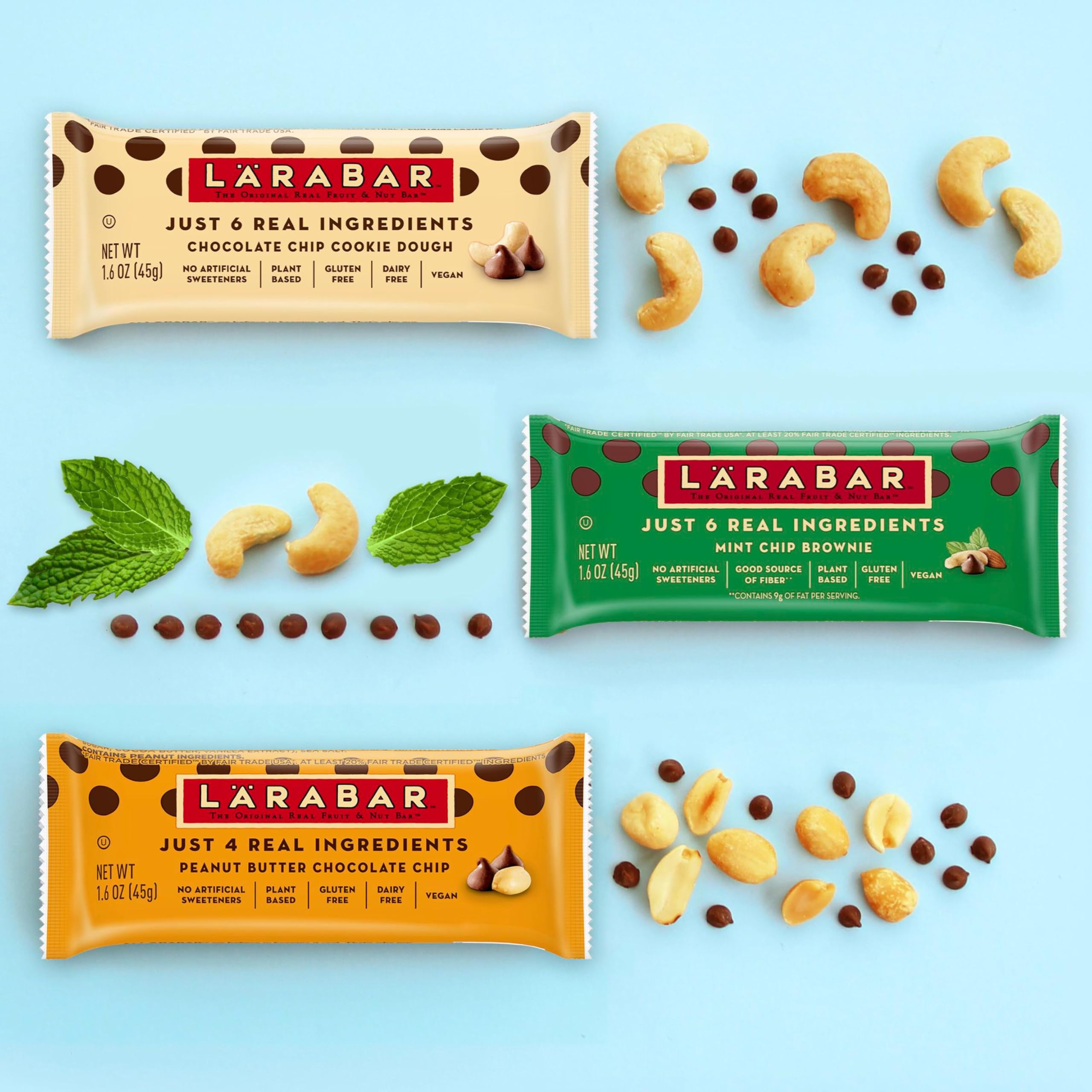 Nutrition label on Larabar Cashew Cookie bar showing no added sugar