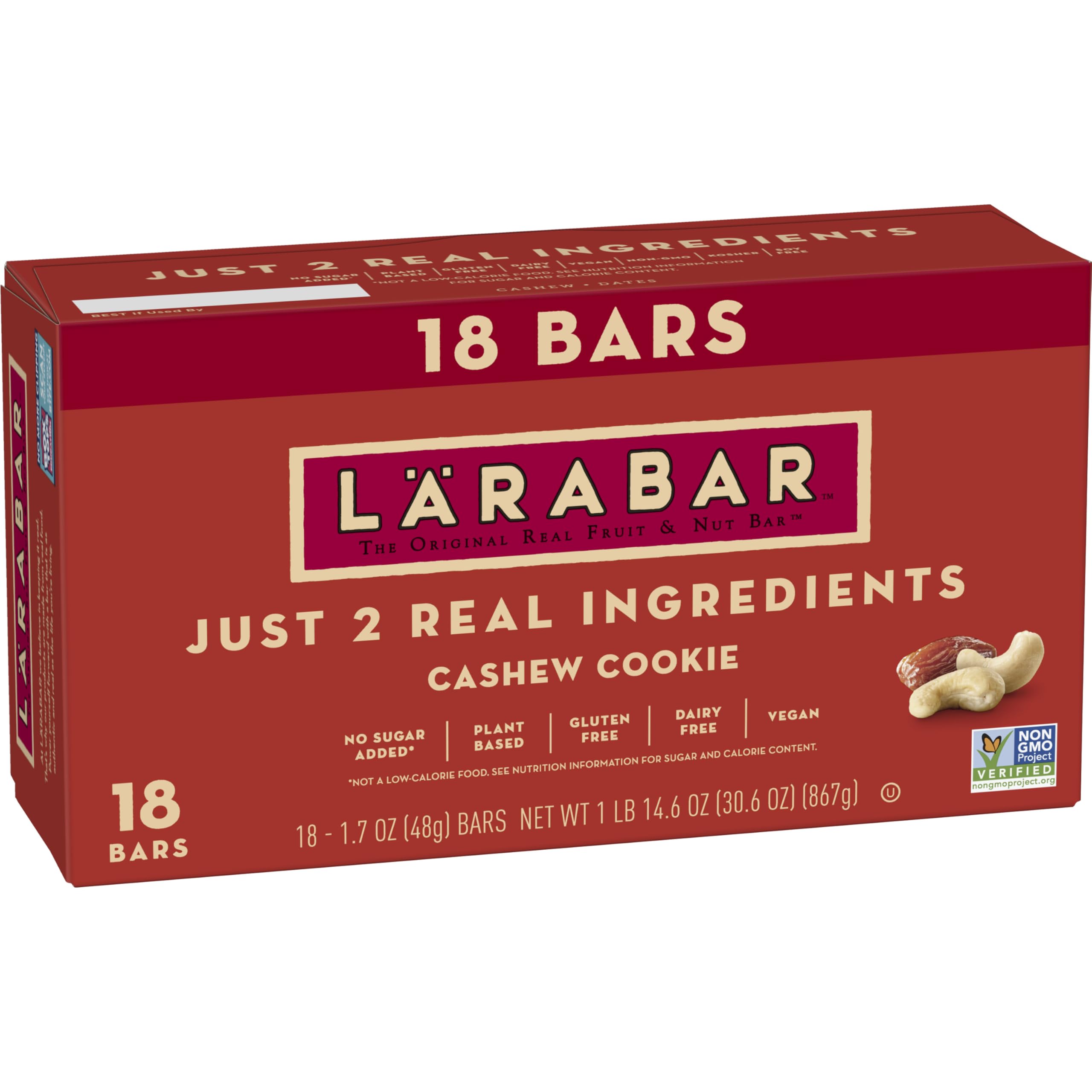 LÄRABAR Cashew Cookie bar wrapped for easy on-the-go snacking.