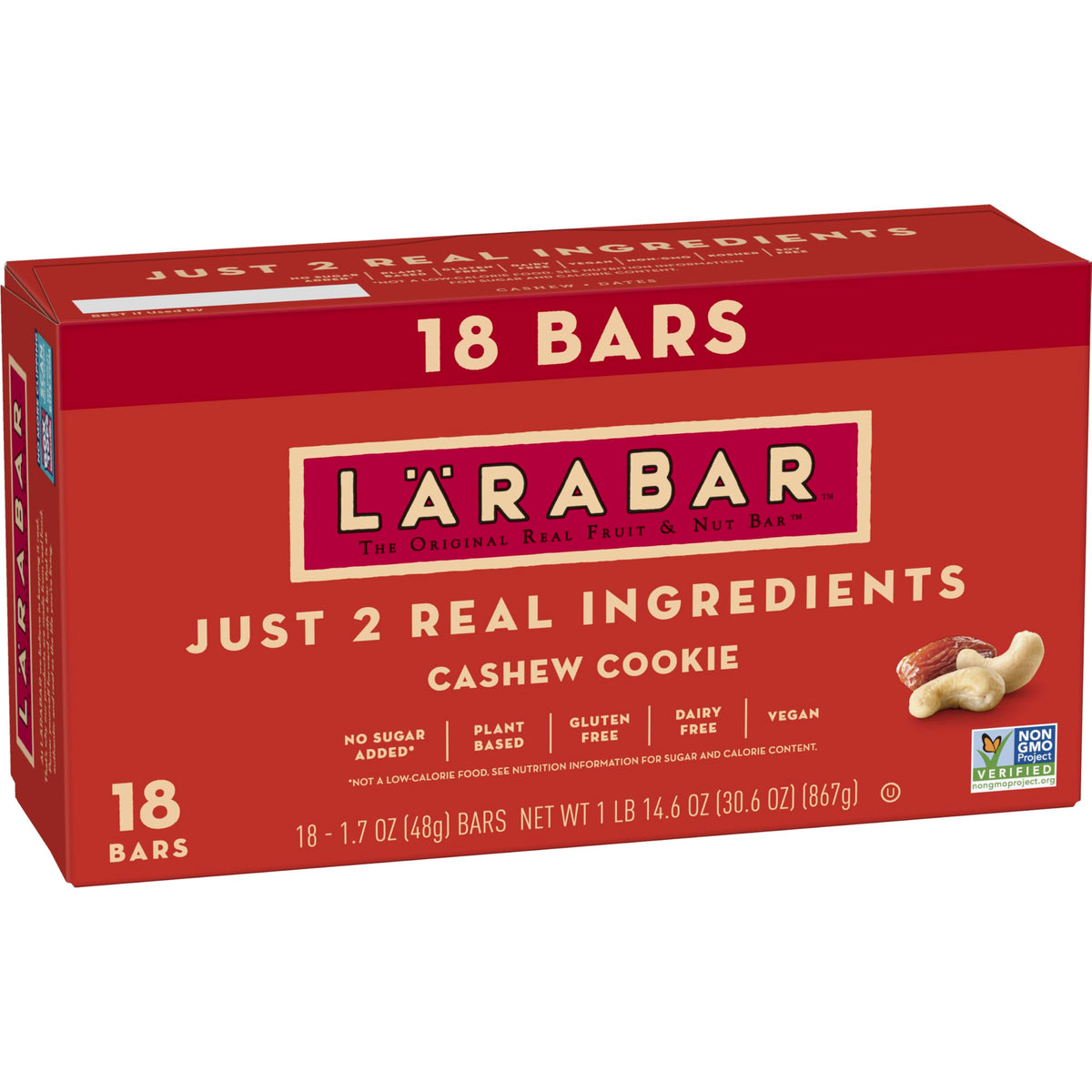 LÄRABAR Cashew Cookie bar wrapped for easy on-the-go snacking.