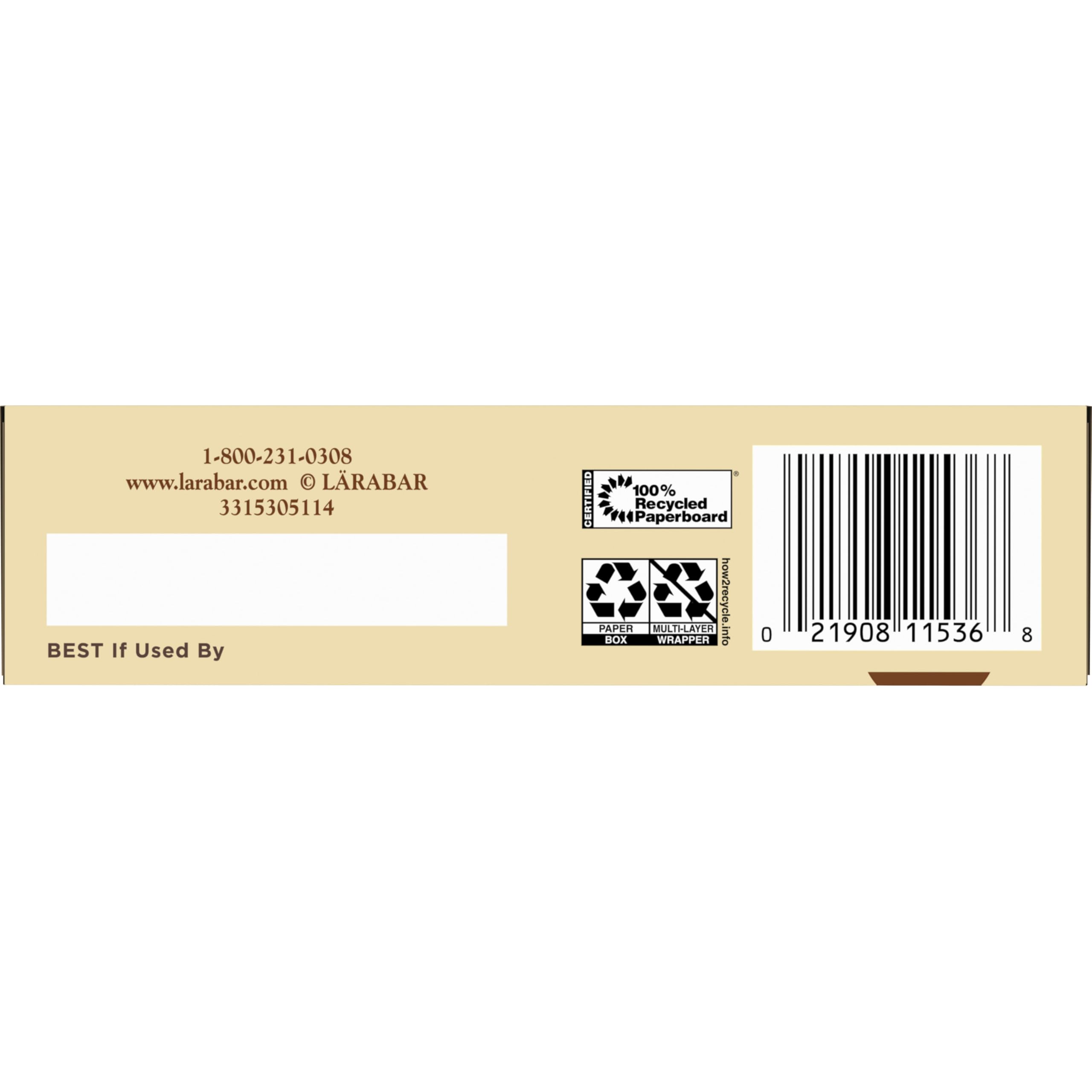 LÄRABAR Chocolate Chip Cookie Dough bar nutrition label emphasizes gluten-free vegan status.