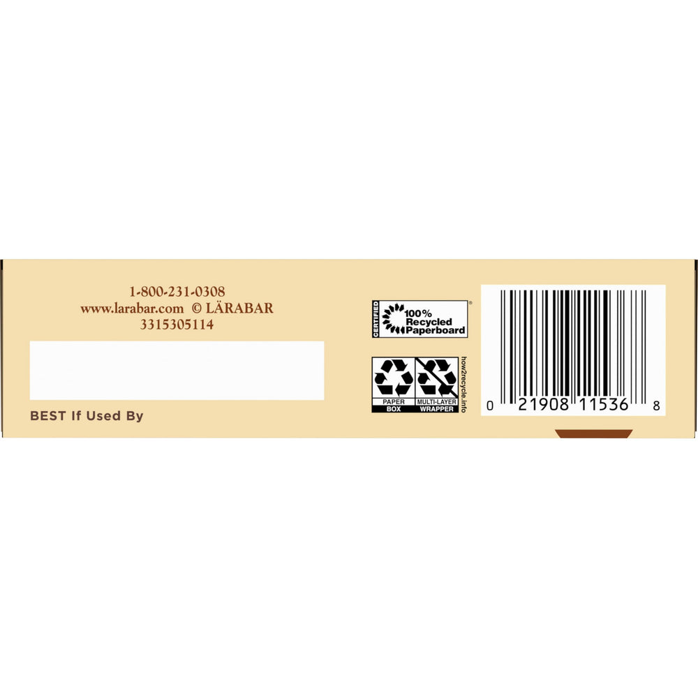 LÄRABAR Chocolate Chip Cookie Dough bar nutrition label emphasizes gluten-free vegan status.