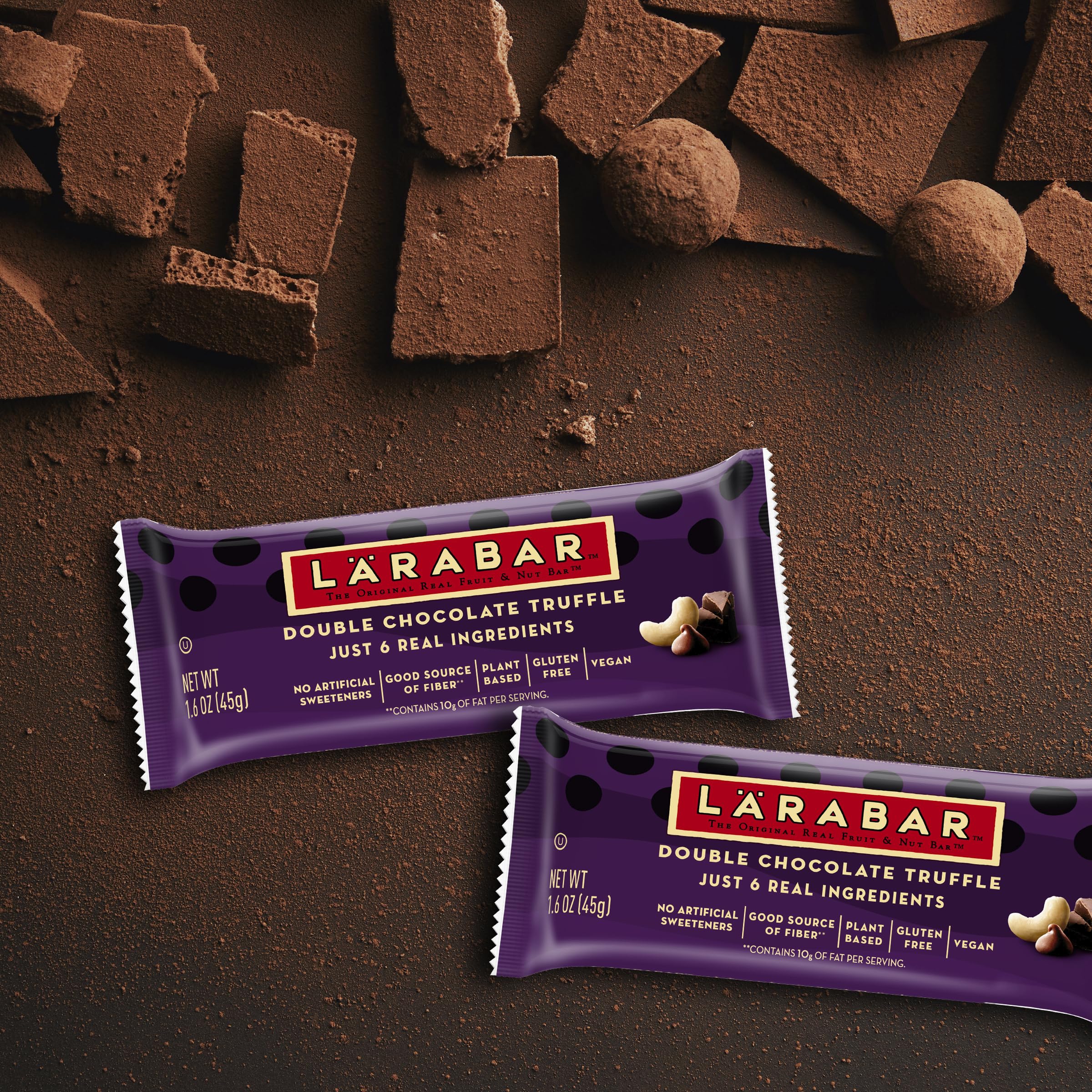 LÄRABAR Double Chocolate Truffle unwrapped, ready for a quick snack.