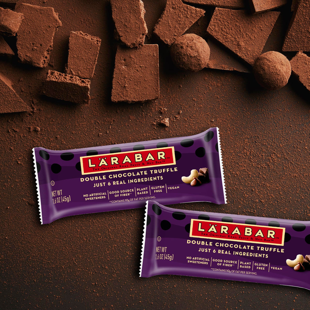 LÄRABAR Double Chocolate Truffle unwrapped, ready for a quick snack.