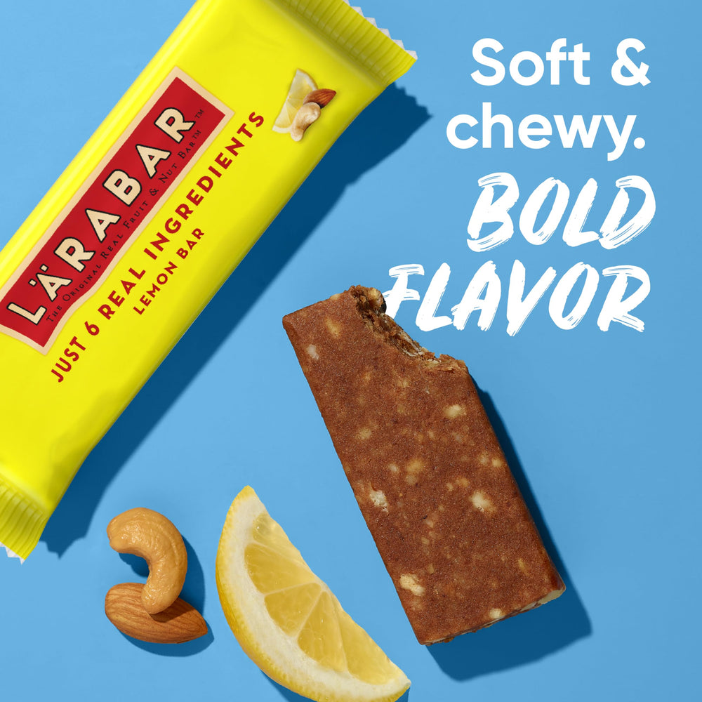 LÄRABAR Lemon Bar Non-GMO seal emphasizes clean-label snack.