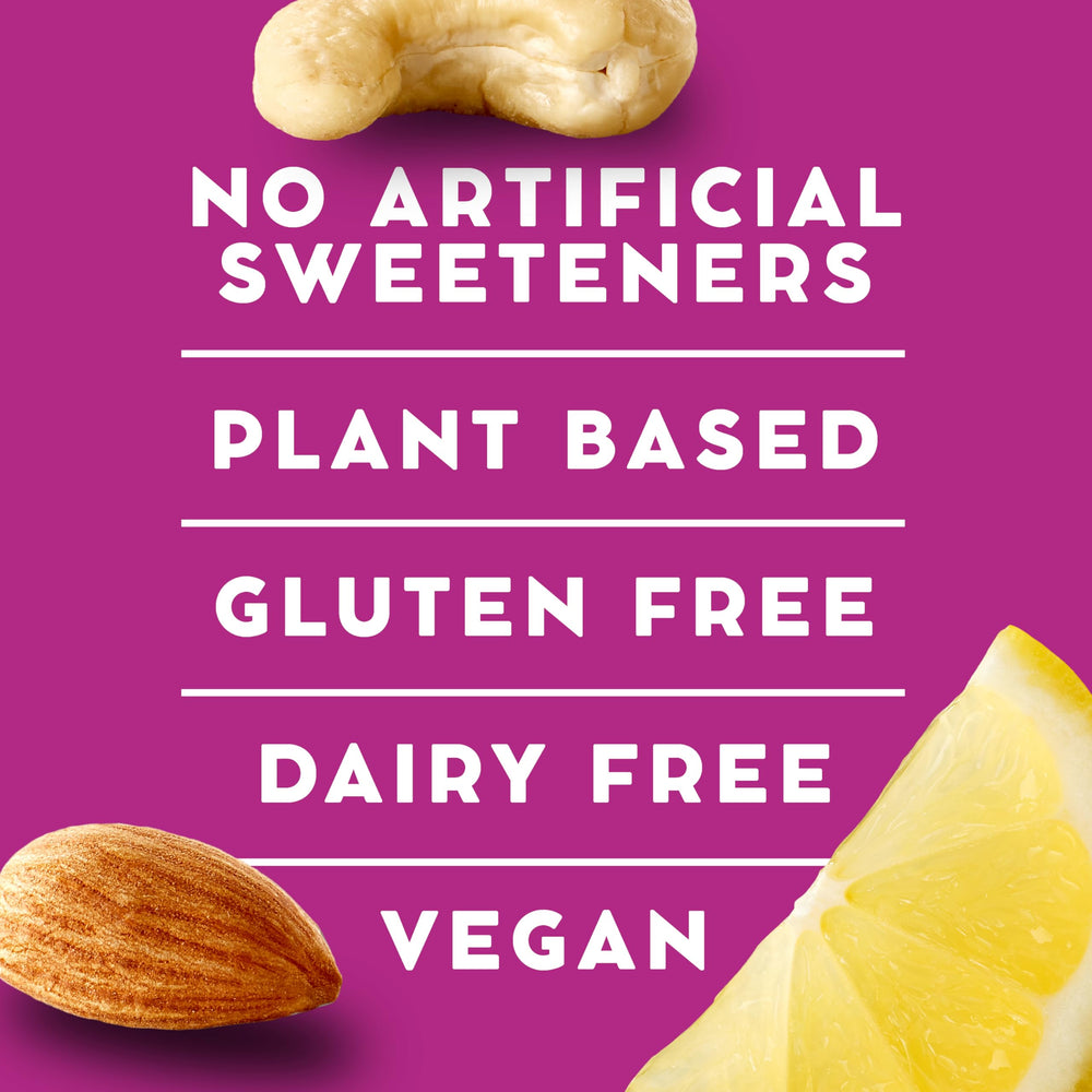 LÄRABAR Lemon Bar vegan and gluten-free badge signals plant-based, dairy-free snacking.