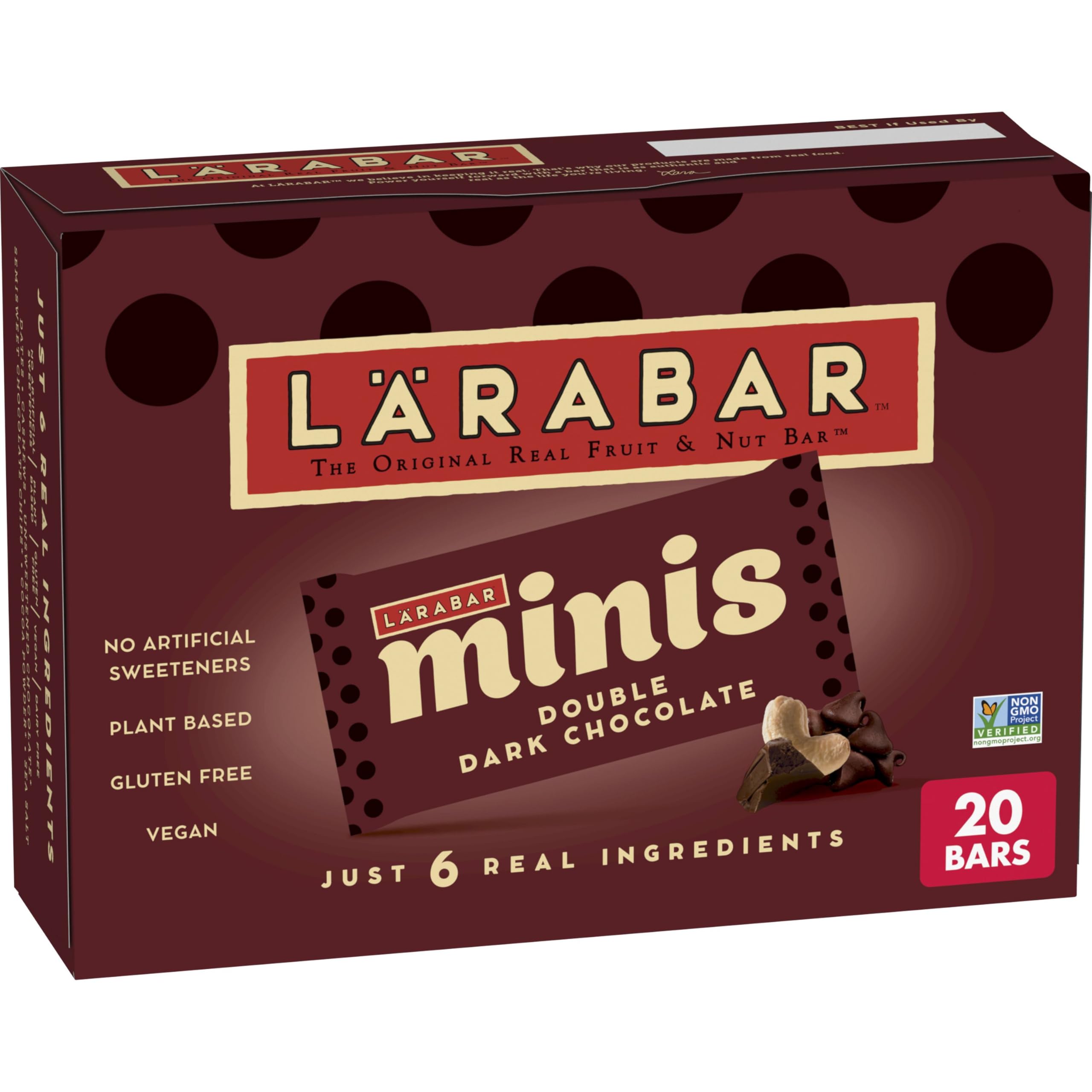 LÄRABAR Minis Double Dark Chocolate box, gluten-free and vegan.