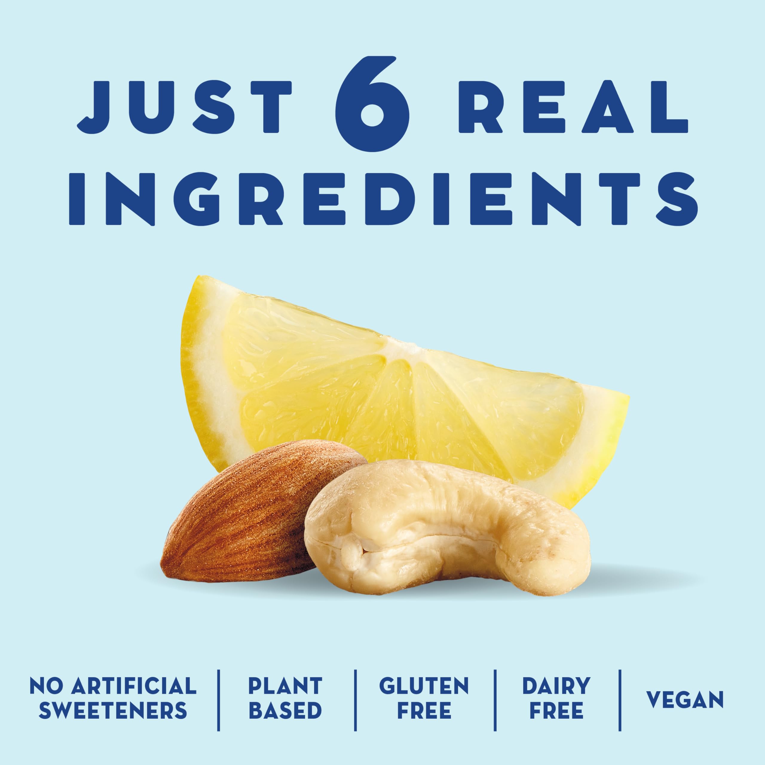 Vegan and gluten-free label on Larabar Minis Lemon Bar packaging.