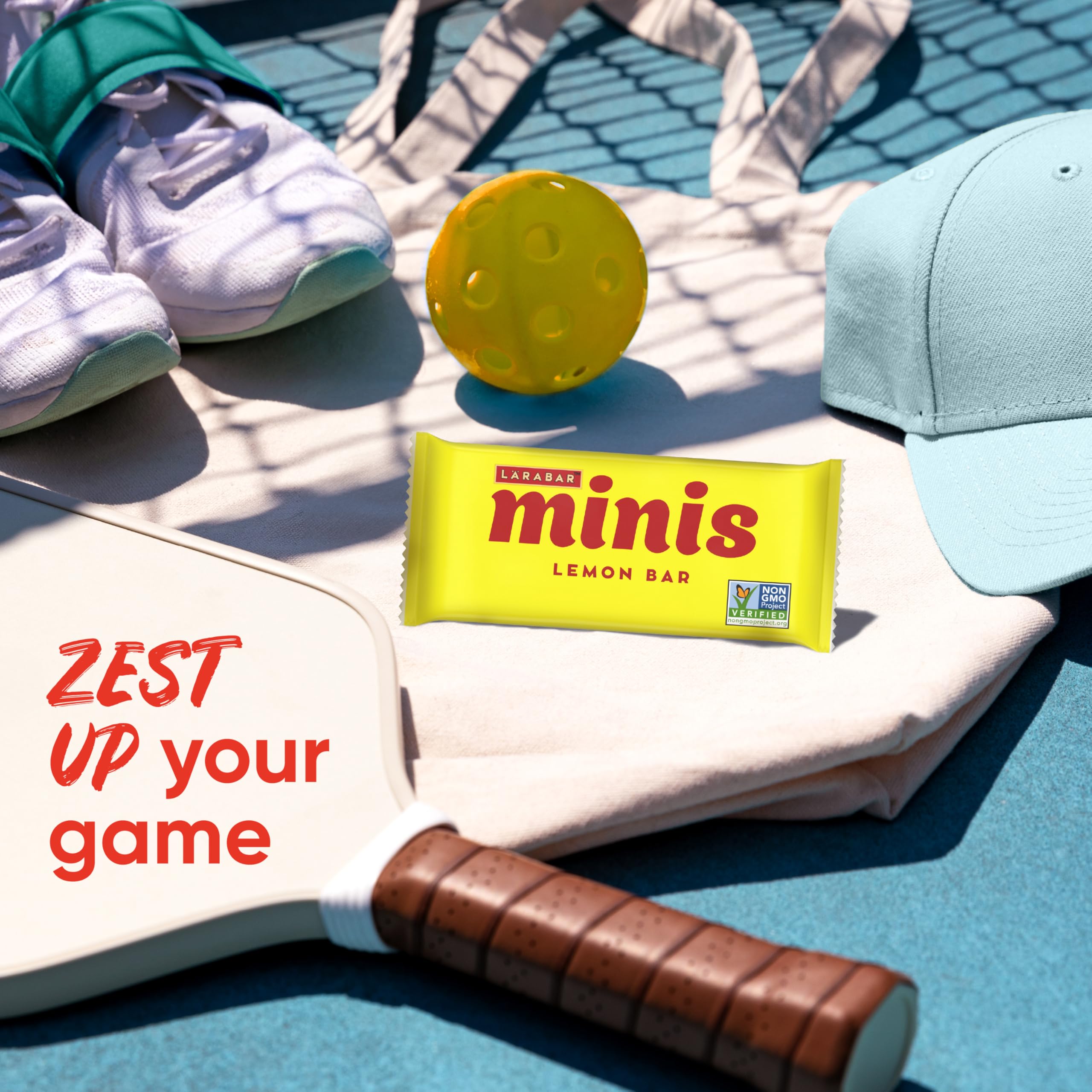 Larabar Minis Lemon Bar in a tote for convenient on-the-go snacking.