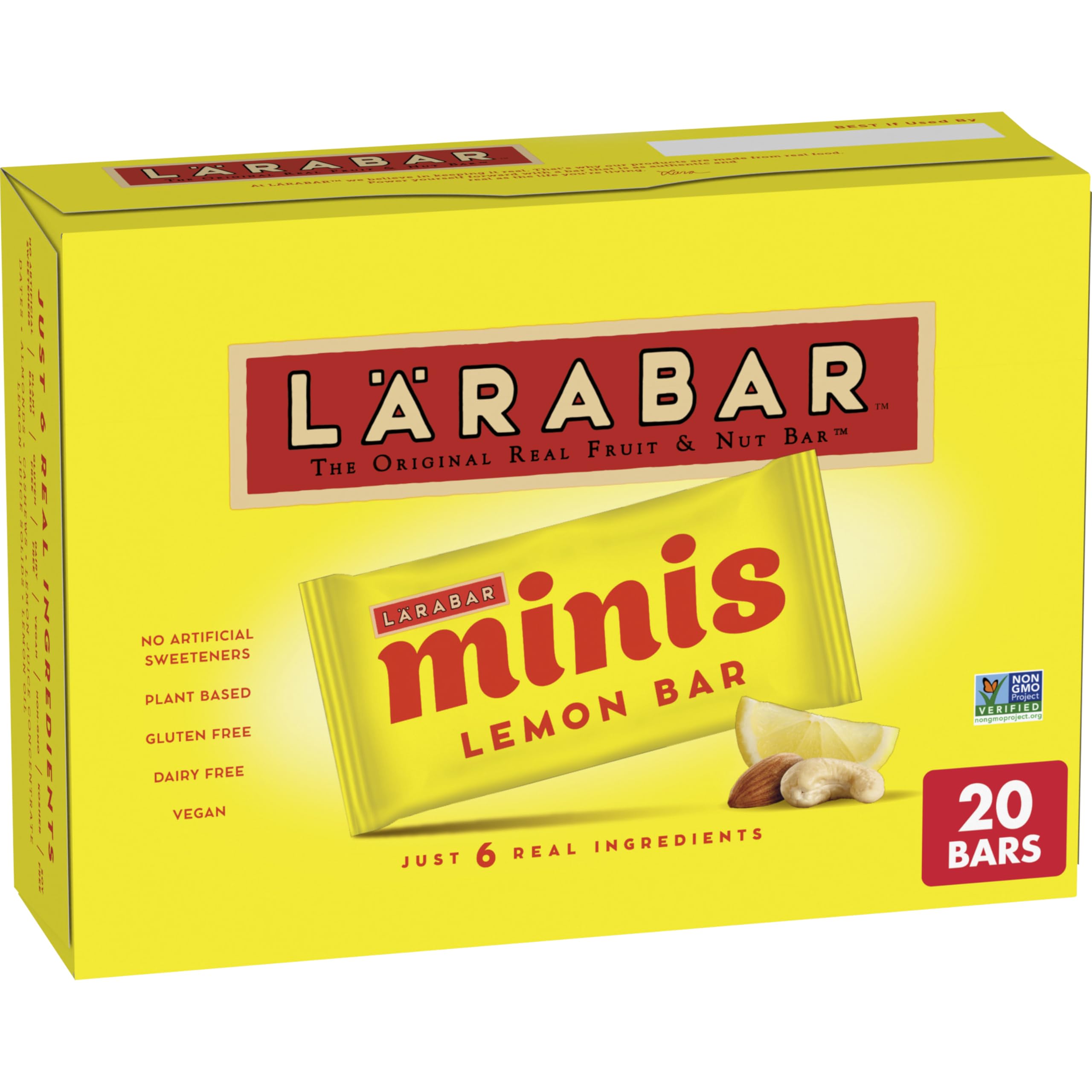 LÄRABAR Larabar Minis Lemon Bar packaging box, ideal for on-the-go snacks.
